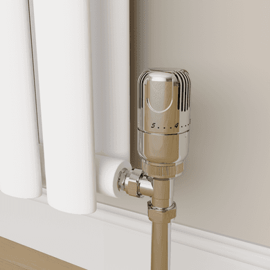 Elego Chrome Modern TRV Angled Thermostatic Radiator Valves With Lockshield