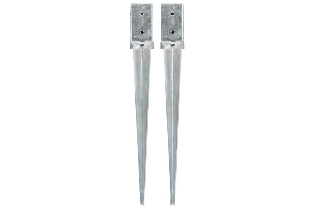 vidaXL 145407 Ground Spikes 2 Pcs Silver 8x8x76cm Galvanised Steel