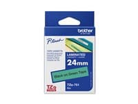 BROTHER - TZE-751 LAMINATED TAPE 24MM 8M BLACK ON GREEN