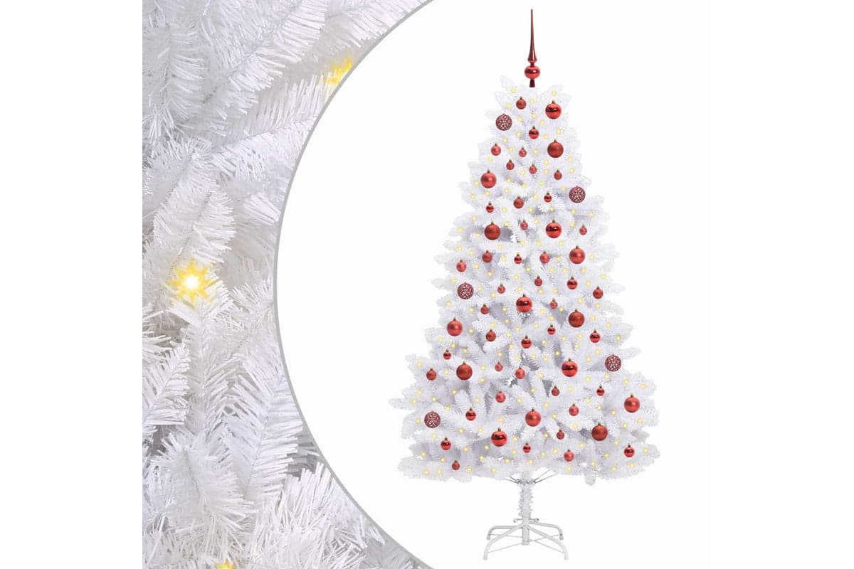 Vidaxl Artificial Hinged Christmas Tree White 180 Cm Pvc And Steel