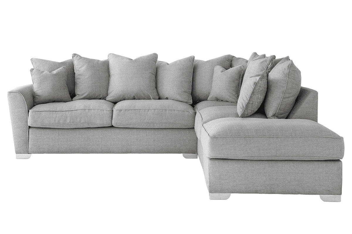 Fantasia Corner Sofa | Pillow Back | Fabric | Grey
