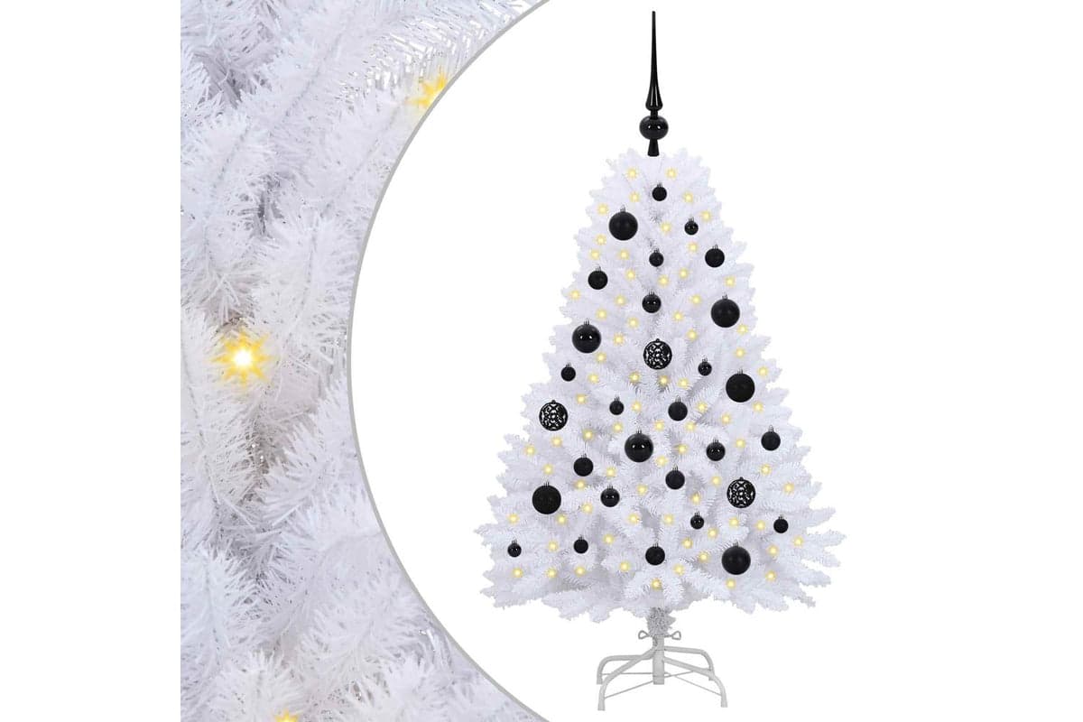 Vidaxl Artificial Hinged Christmas Tree White 120 Cm Pvc And Steel