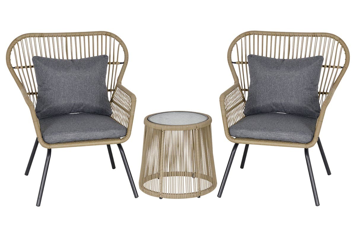 Outsunny Outdoor Patio Set 2 Chairs 1 Coffee Table | Coffee | 3 Pieces
