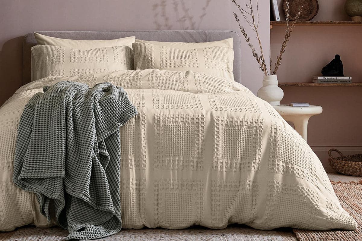 Murmur | Maeve Waffle Duvet Cover Set | Cream | Double
