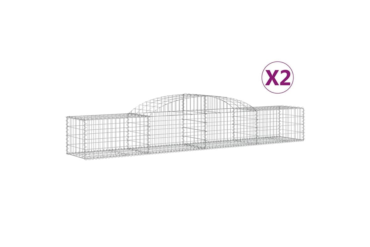 vidaXL 3146647 Arched Gabion Baskets 2 Pcs 300x50x40/60cm Galvanised Iron