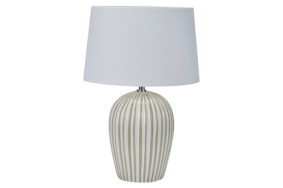 Stripe Ceramic Table Lamp | Sage/White