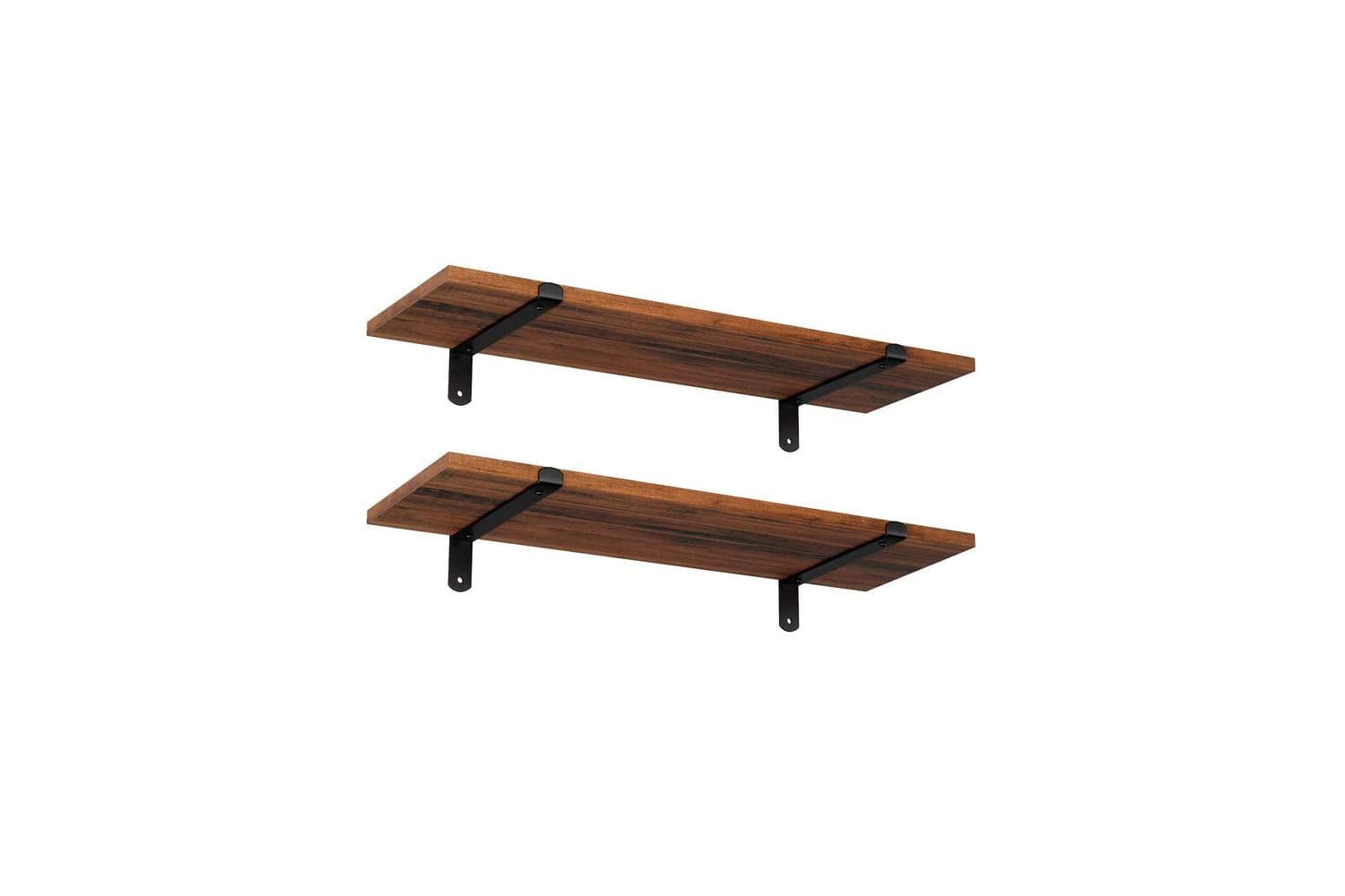 Songmics Wall Mounted Floating Shelves | Brown Board, Black Frame