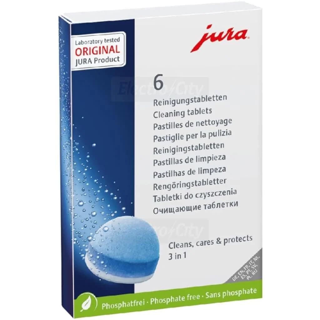 JURA 3 Phase Cleaning Tablets for Coffee Machines | 6 Pack