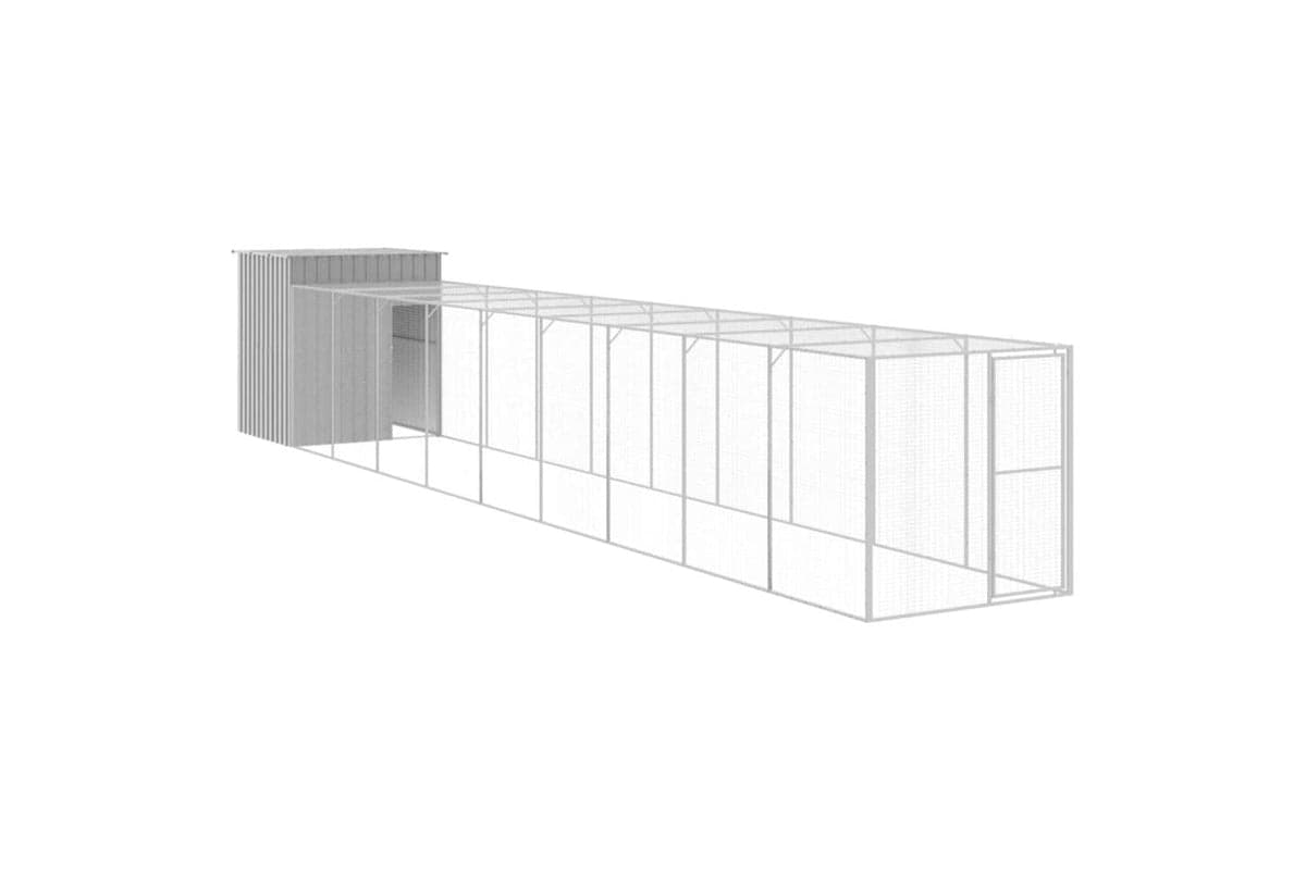 Vidaxl Chicken Cage With Run Light Grey 165x1067x181 Cm Galvanised Steel