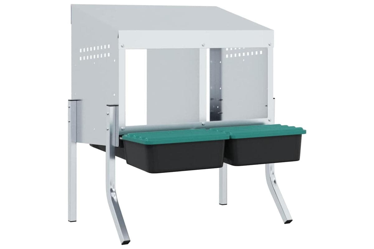 Vidaxl Chicken Nesting Box 2 Compartments With Legs Galvanised Steel