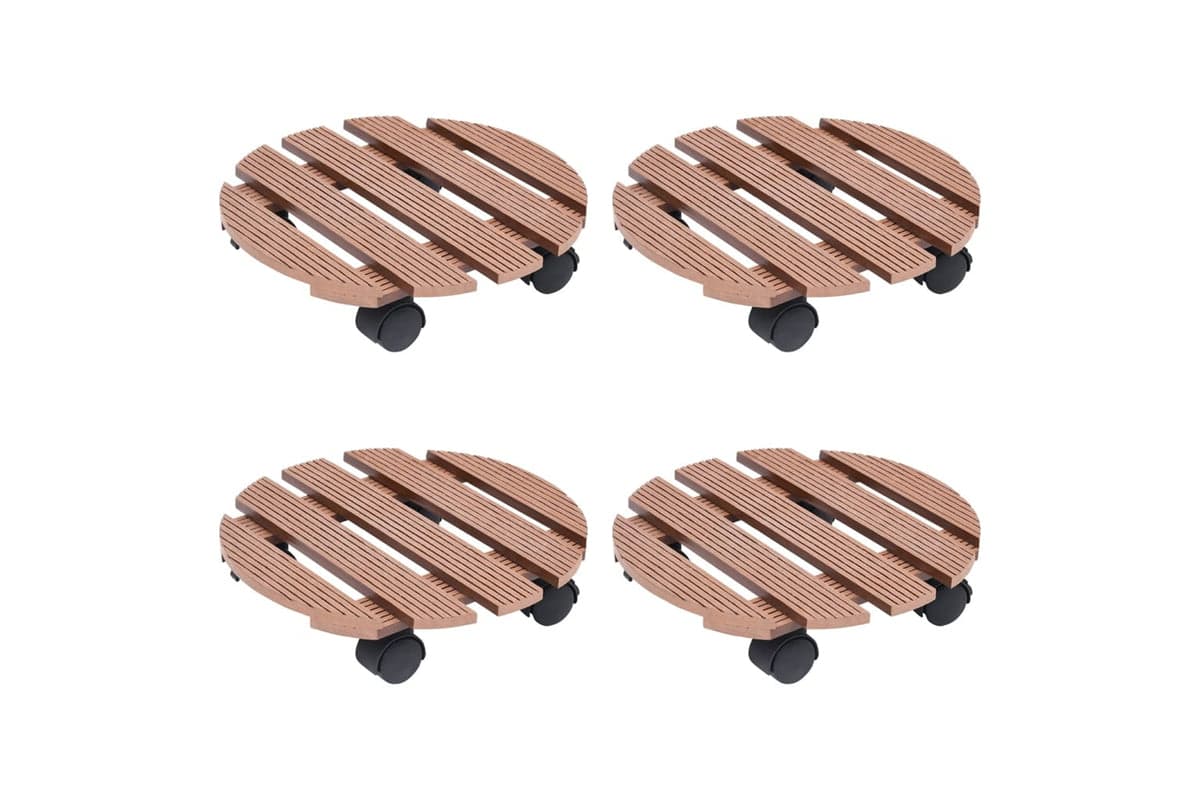 vidaXL 3143925 Plant Trolleys 4 Pcs Brown Ø30x7,5cm Wpc