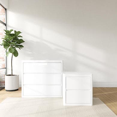 Lexi White Bedside Table and Chest of Drawers Set