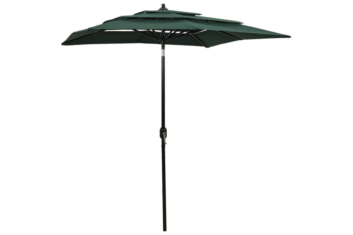 Vidaxl 313845 3-tier Parasol With Aluminium Pole Green 2x2 M