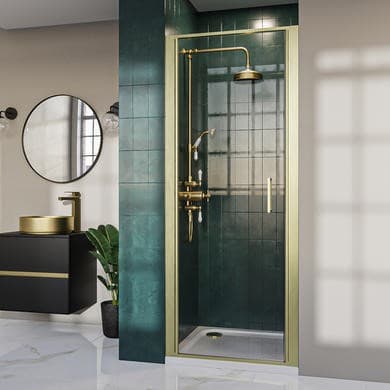 Brushed Brass -Hinged Door Shower Enclosure 8mm Glass - Pavo