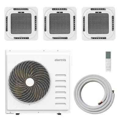 electriQ iQool Multi-Split 2 x 18000 BTU / 1 x 12000 BTU Smart Ceiling Cassette Air Conditioner with Heat Pump - 5m Pipe Kit Included