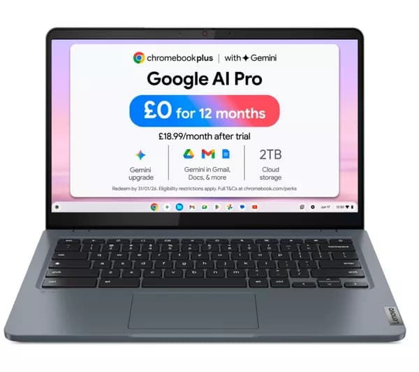 LENOVO IdeaPad Slim 3i 14" Chromebook Plus - Intel® Core™ i3, 256 GB eMMC, Grey