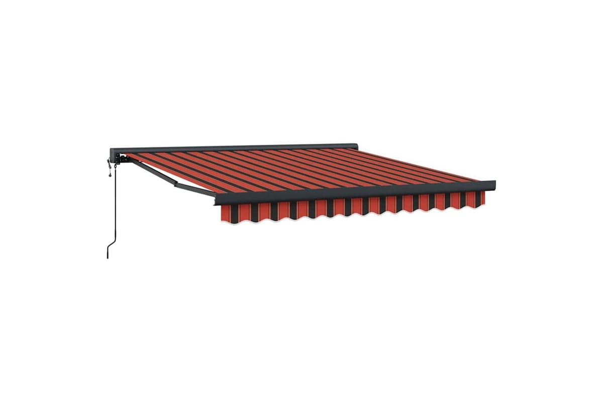 Vidaxl Retractable Awning Manual Orange And Brown 300 X 250 Cm