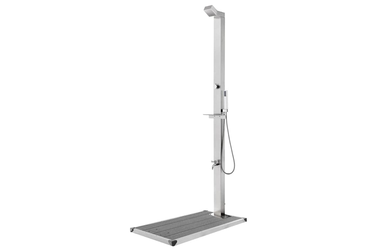 vidaXL 3070792 Garden Shower With Grey Base 225cm Stainless Steel