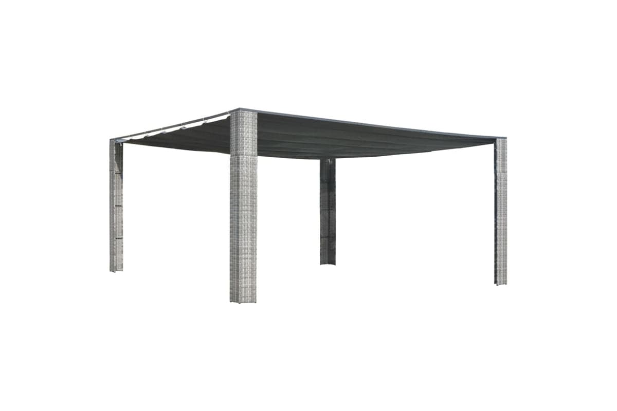 vidaXL 44819 Gazebo With Sliding Roof Poly Rattan 400x400x200cm Grey And Anthracite