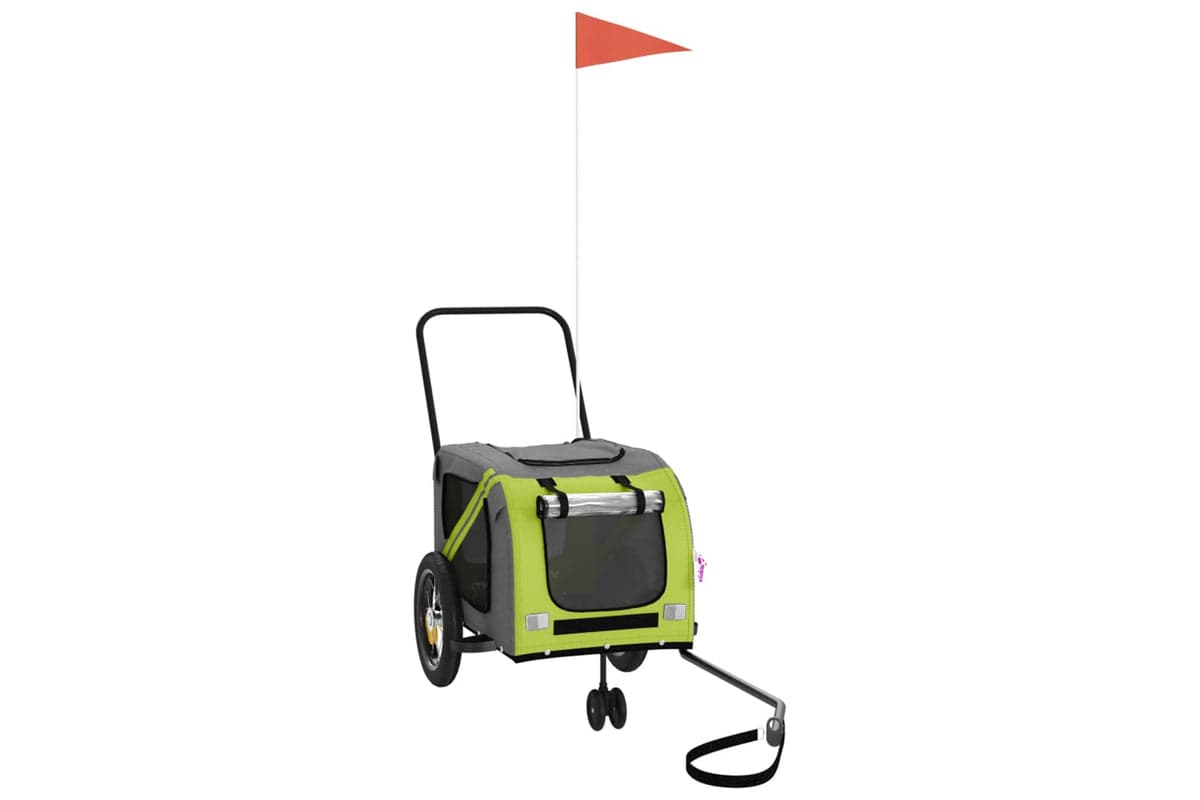 Vidaxl 93892 Pet Bike Trailer Green And Black Oxford Fabric And Iron