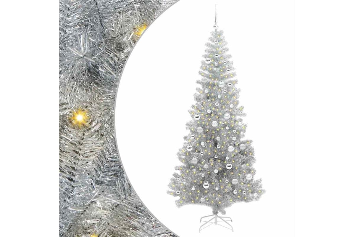 Vidaxl Christmas Tree With 300 Leds With Stand Silver 210 Cm Pet