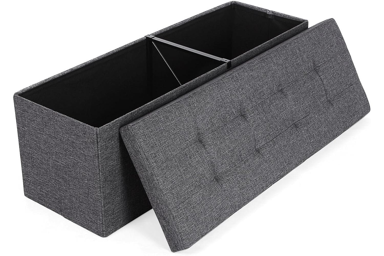 Songmics Folding Storage Ottoman Bench | Dark Grey