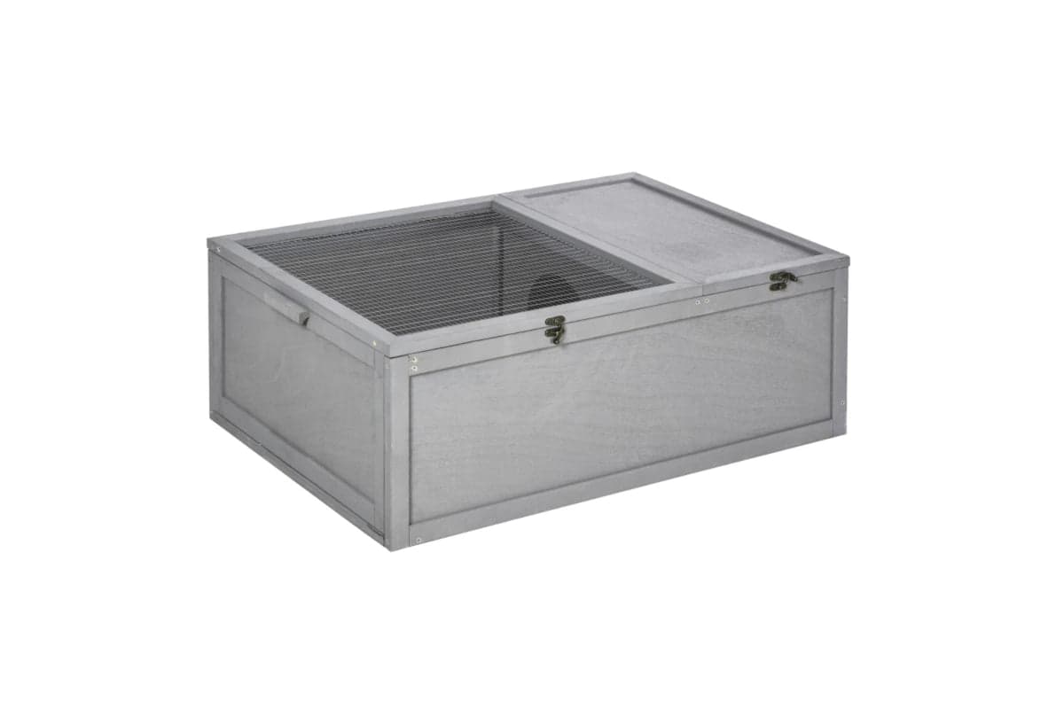PawHut Outdoor Tortoise Enclosure with Weather Protection | Grey