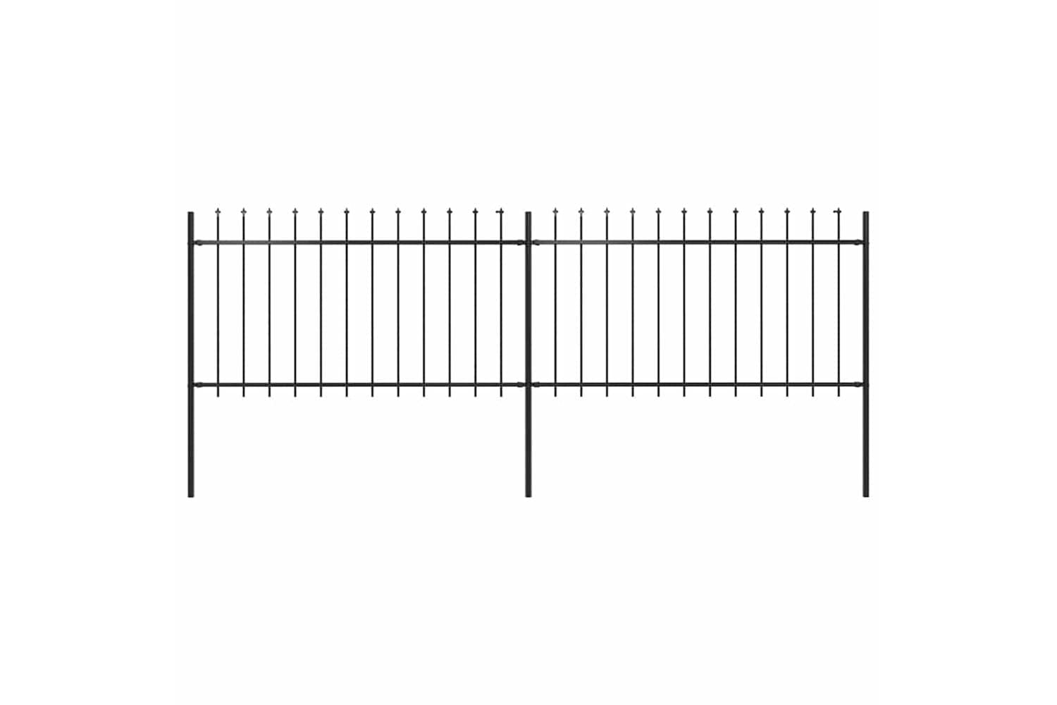 Vidaxl 277612 Garden Fence With Spear Top Steel 3.4x1 M Black