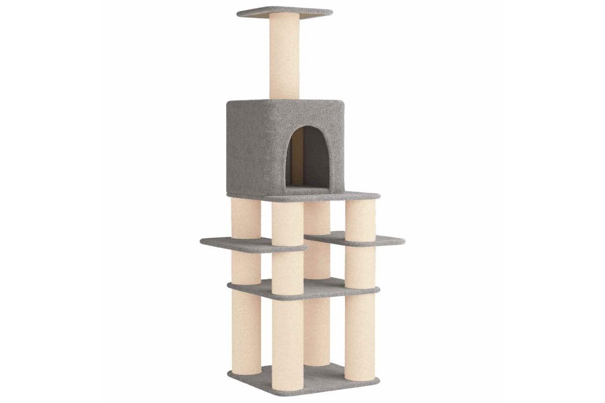 Vidaxl Cat Tree With Sisal Scratching Posts Light Grey 180 Cm