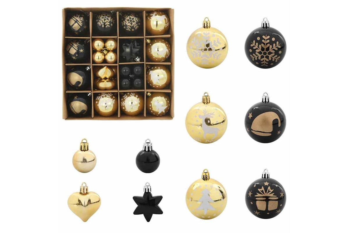 Vidaxl Christmas Bauble Set 40 Pcs Black And Gold