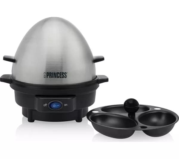 PRINCESS Egg Boiler with Egg Poacher - Stainless Steel & Black