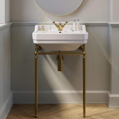 ALMOST PERFECT - Traditional 1 Tap Hole Basin with Brass Wash Stand 570mm - Ripley