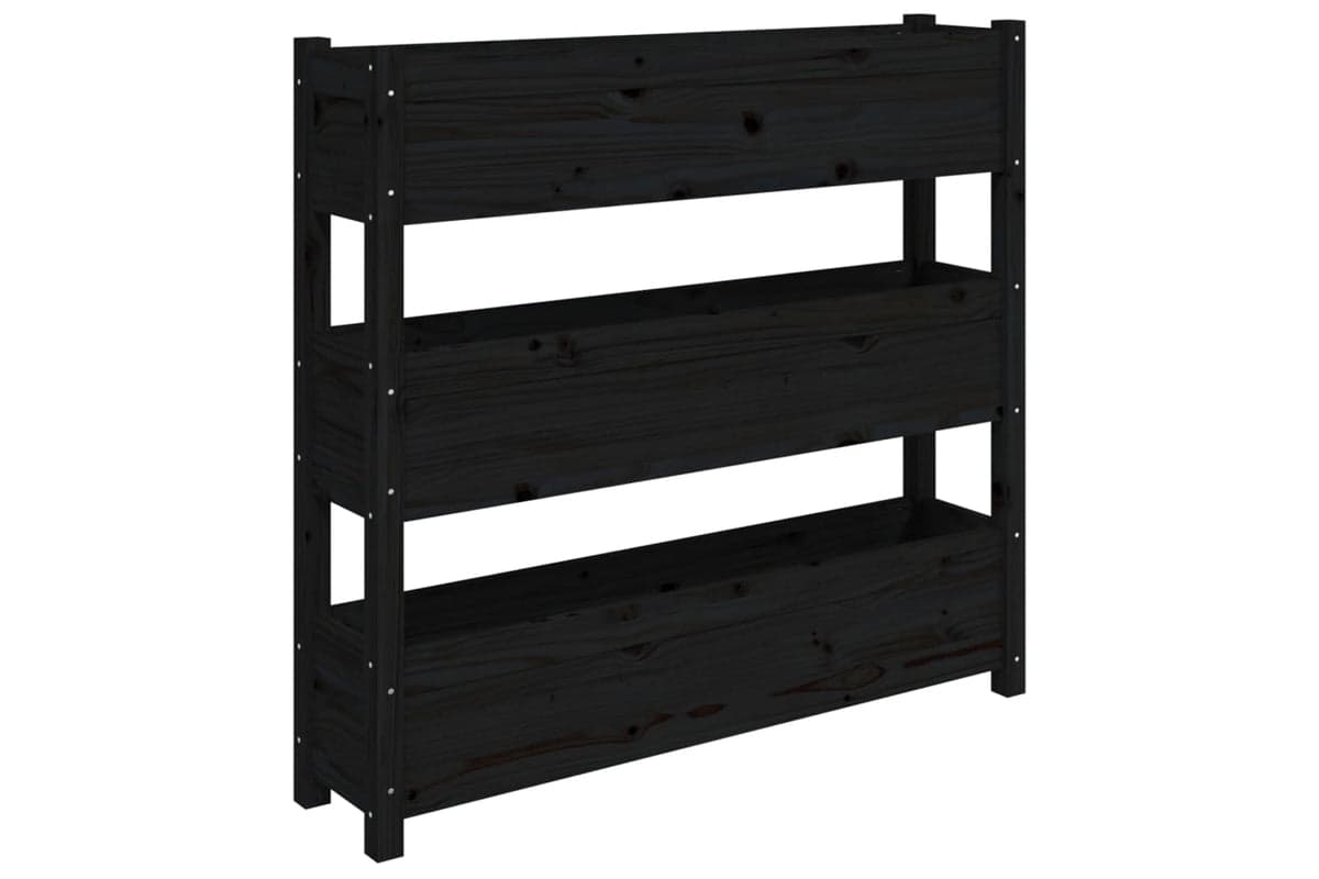 vidaXL 823924 Planter Black 112x25x104.5cm Solid Wood Pine