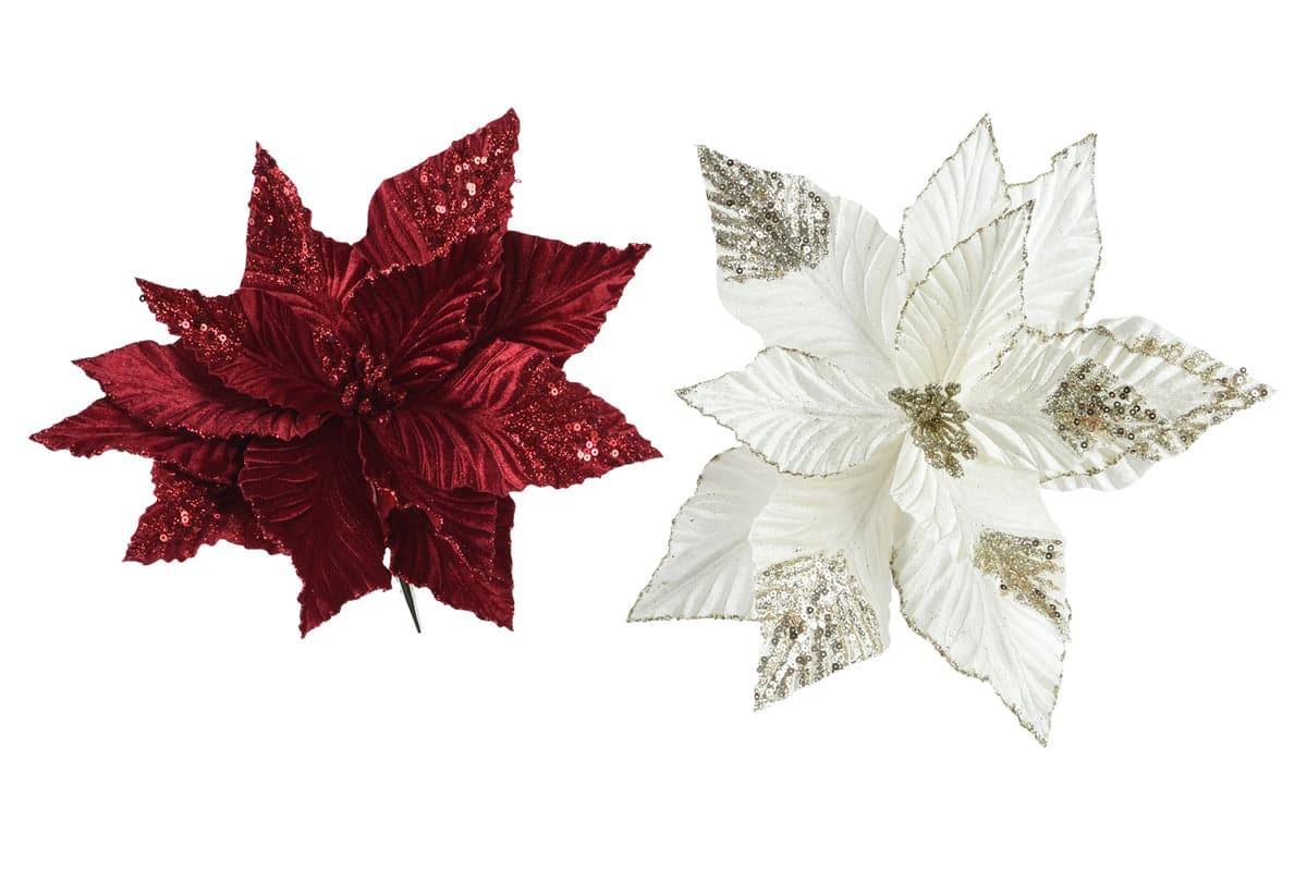 Poinsettia Bauble | Oxblood Red/Pearl | 30 cm