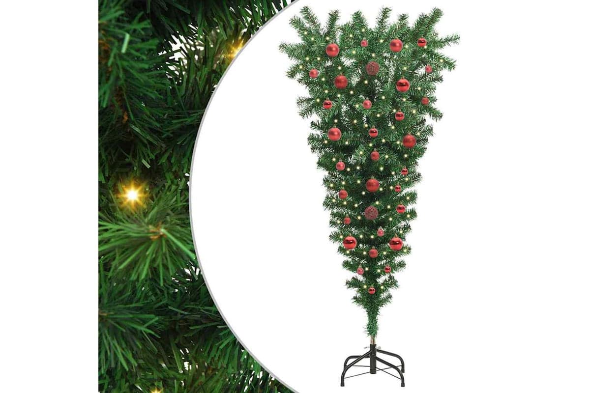 Vidaxl Upside-down Artificial Pre-lit Christmas Tree With Ball Set