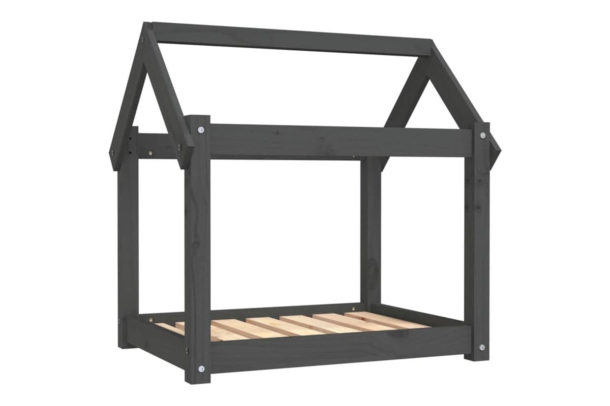 Dog Bed Grey 71x55x70 Cm Solid Wood Pine