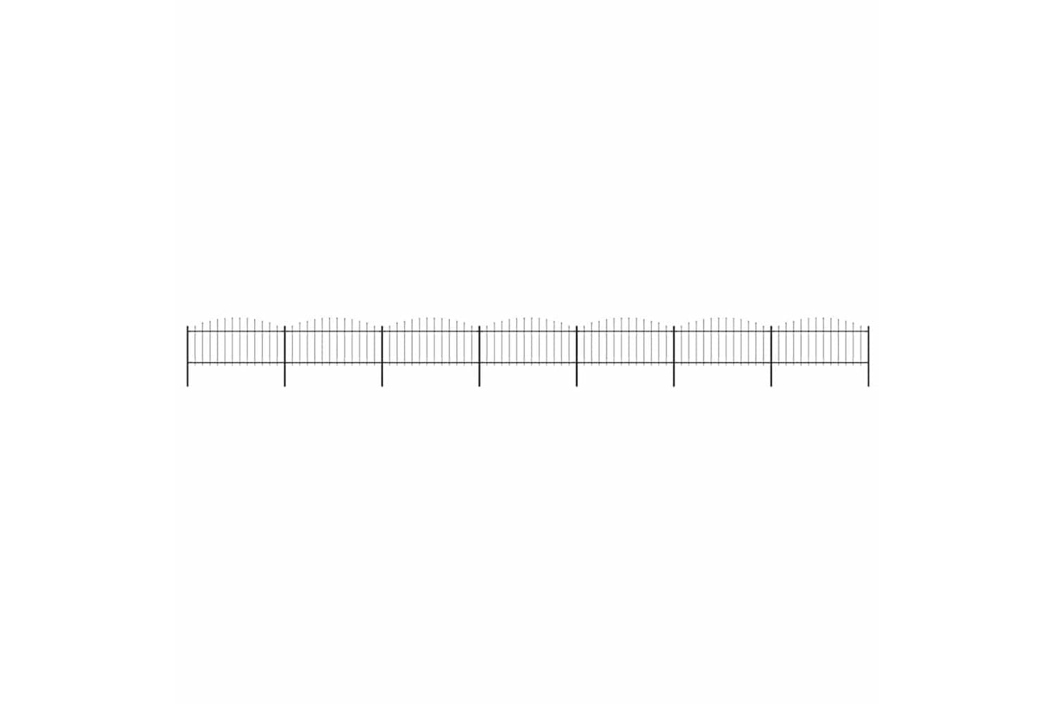 Vidaxl 277709 Garden Fence With Spear Top Steel (0.5-0.75)x11.9 M Black