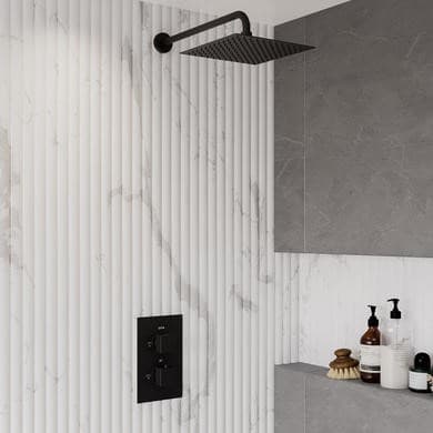Black 1 Outlet Wall Mounted Thermostatic Mixer Shower Set - Zana