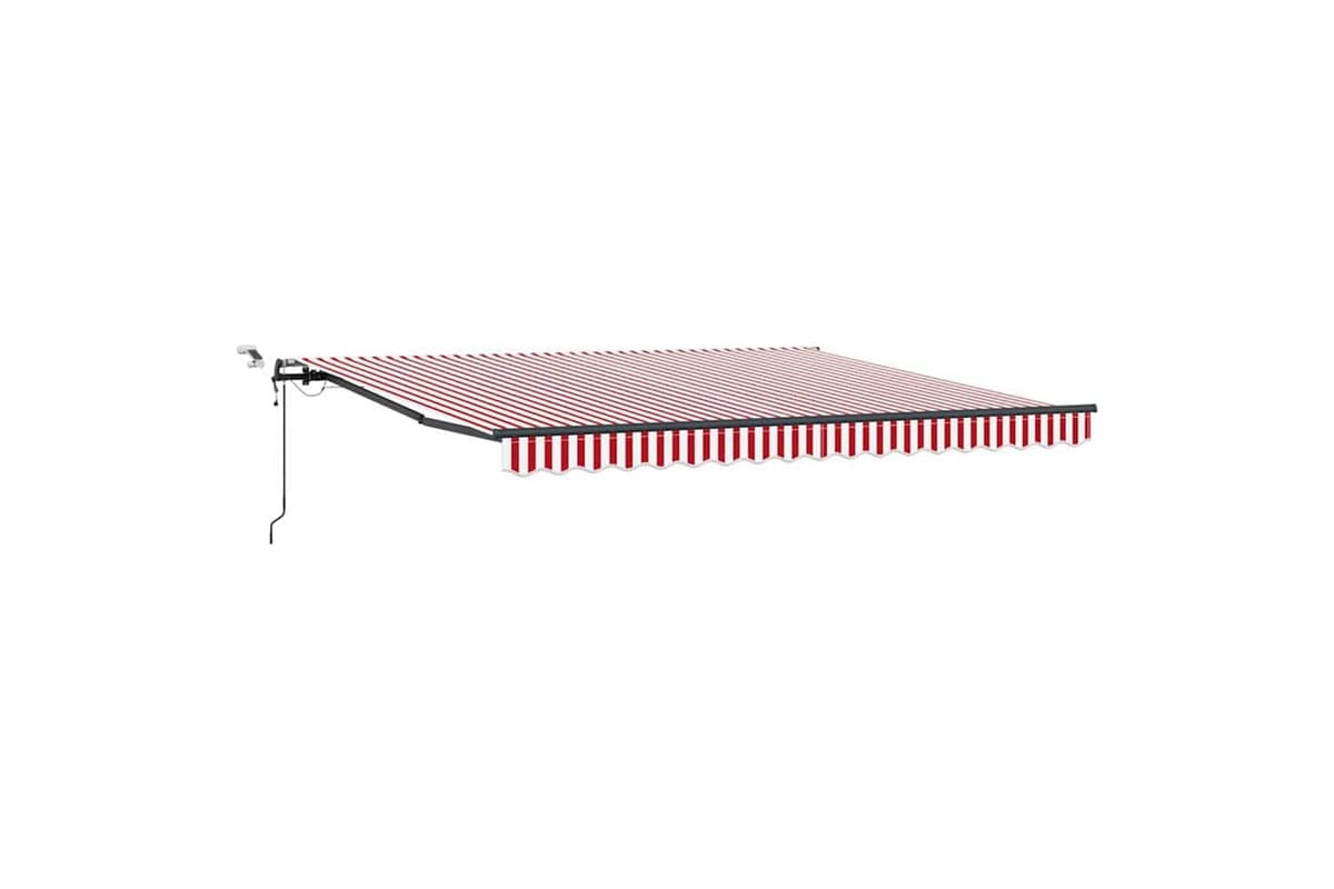 Vidaxl Retractable Awning With Red And White 400 X 300 Cm Fabric