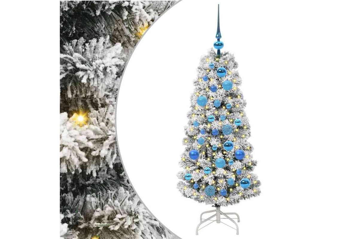 Vidaxl Artificial Hinged Christmas Tree Green And White 120 Cm