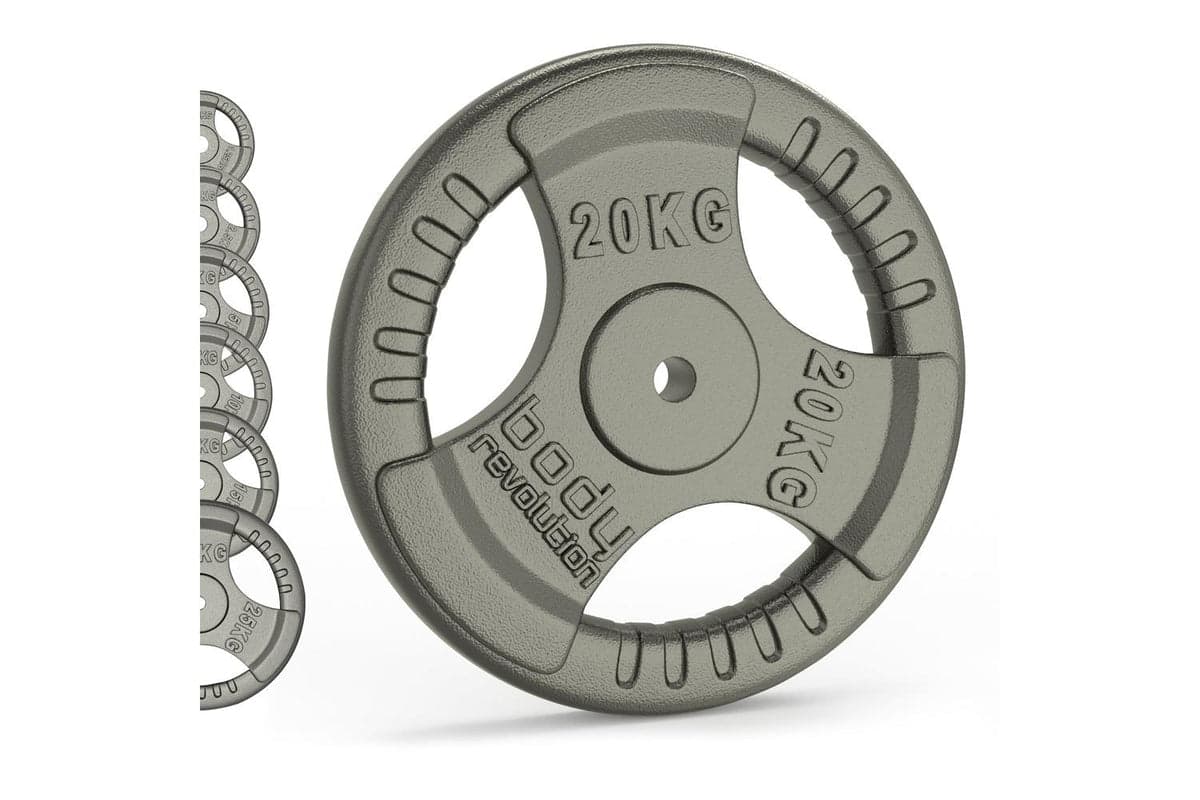 Cast Iron Weight Plates 1" Standard Tri Grip Pairs 2 X 20kg