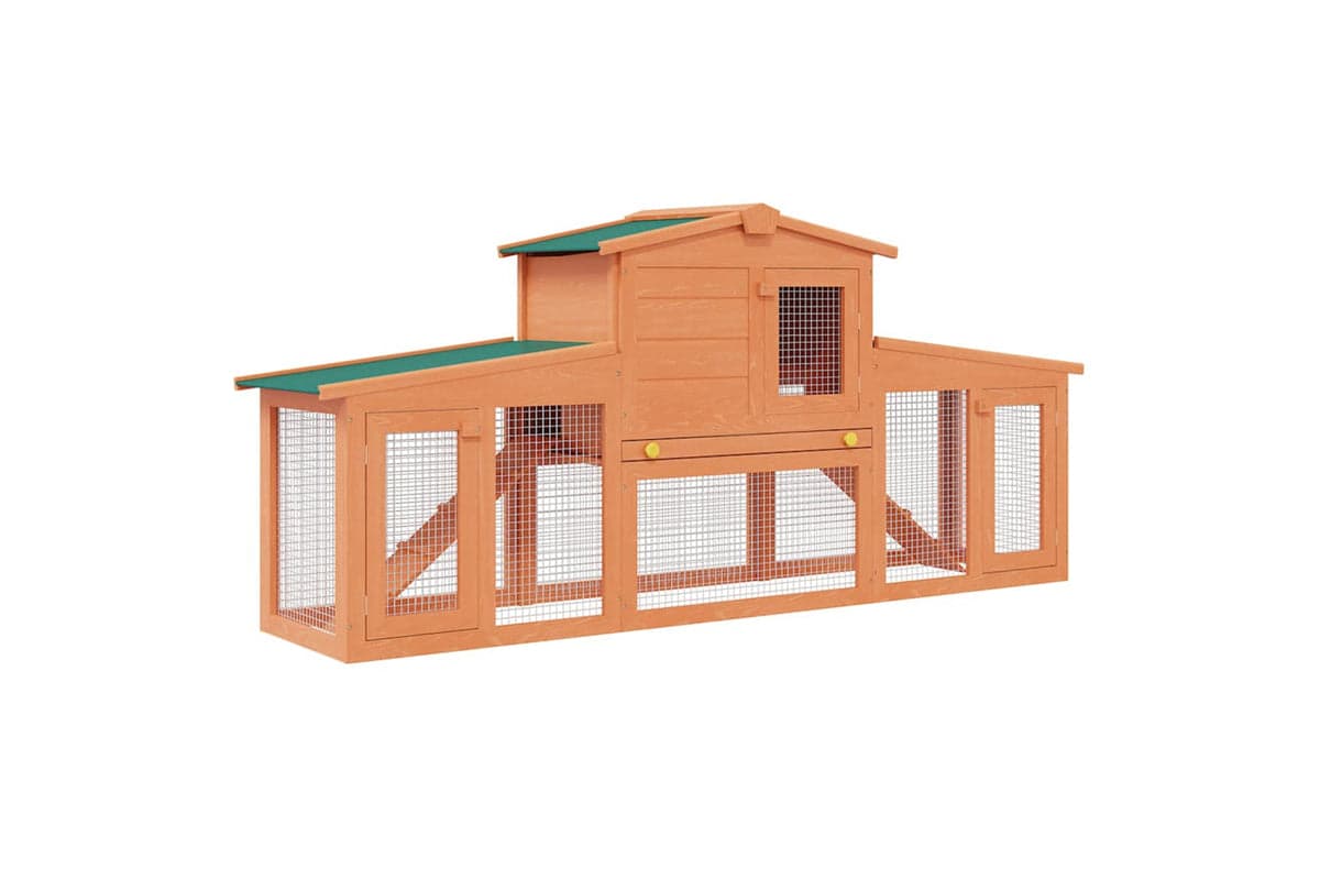 Vidaxl 170163 Large Rabbit Hutch Small Animal House Pet Cage With Roofs Wood