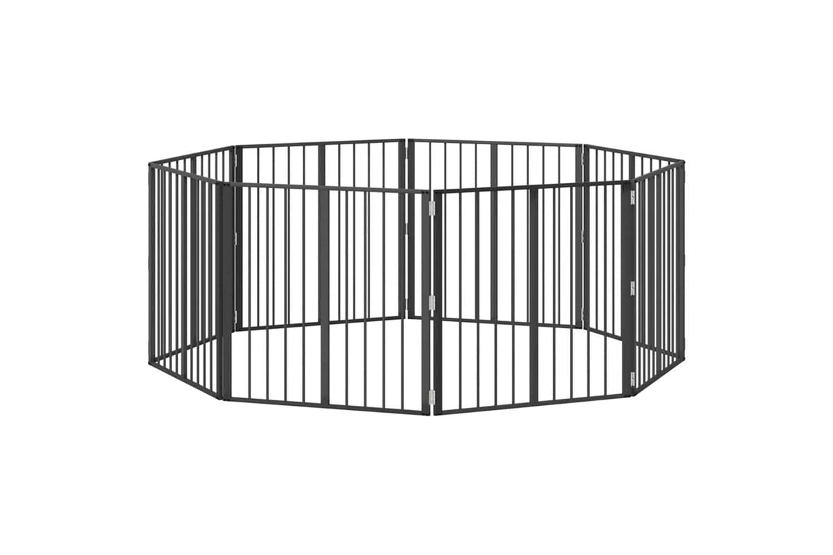 Vidaxl Dog Gate 8 Pcs Black 80 X 80 Cm Galvanised Steel