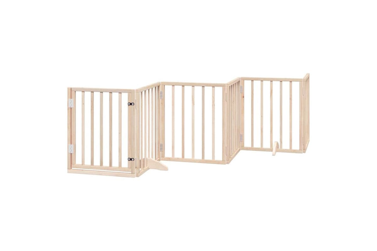 Vidaxl Dog Gate With Door Foldable 6 Panels 300 Cm Poplar Wood