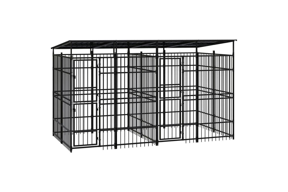 Vidaxl Outdoor Dog Kennel With Roof Steel 737 M