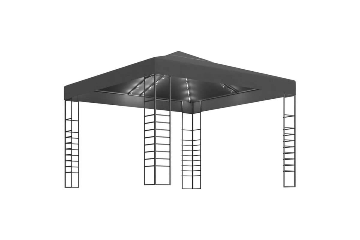Vidaxl 3070306 Garden Marquee With Led String Lights 3x3 M Anthracite