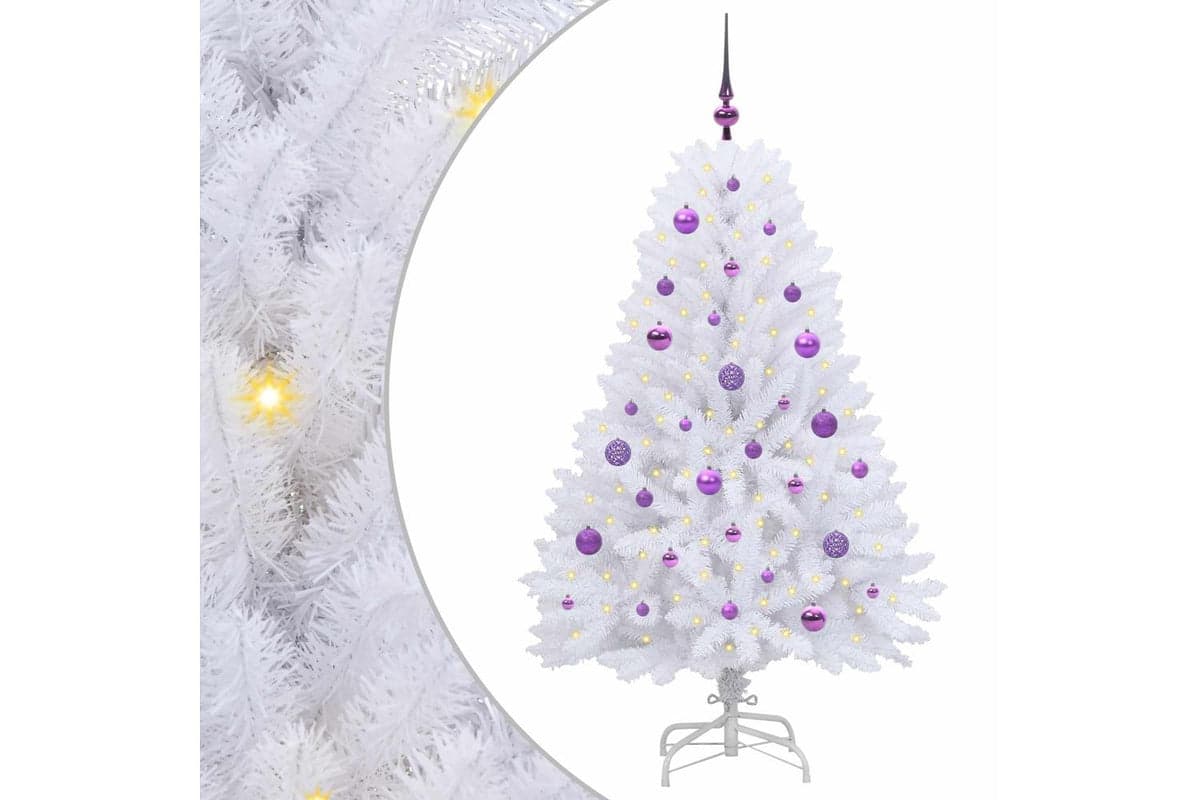 Vidaxl Artificial Hinged Christmas Tree White 150 Cm Pvc And Steel