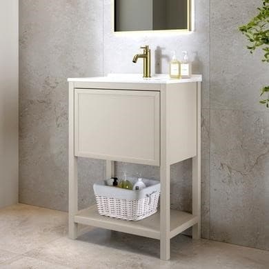 600mm Beige Freestanding Vanity Unit with Basin - Perla