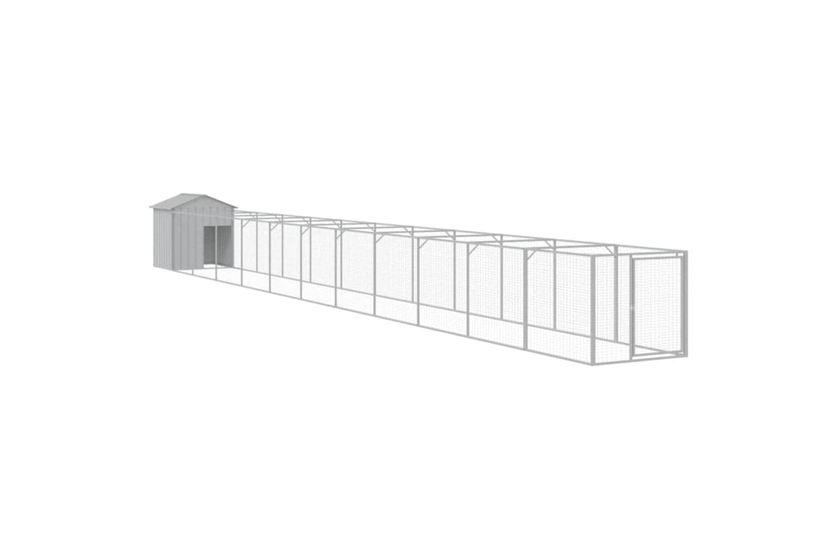 vidaXL 3189068 Dog House With Roof Light Grey 117x1221x123cm Galvanised Steel