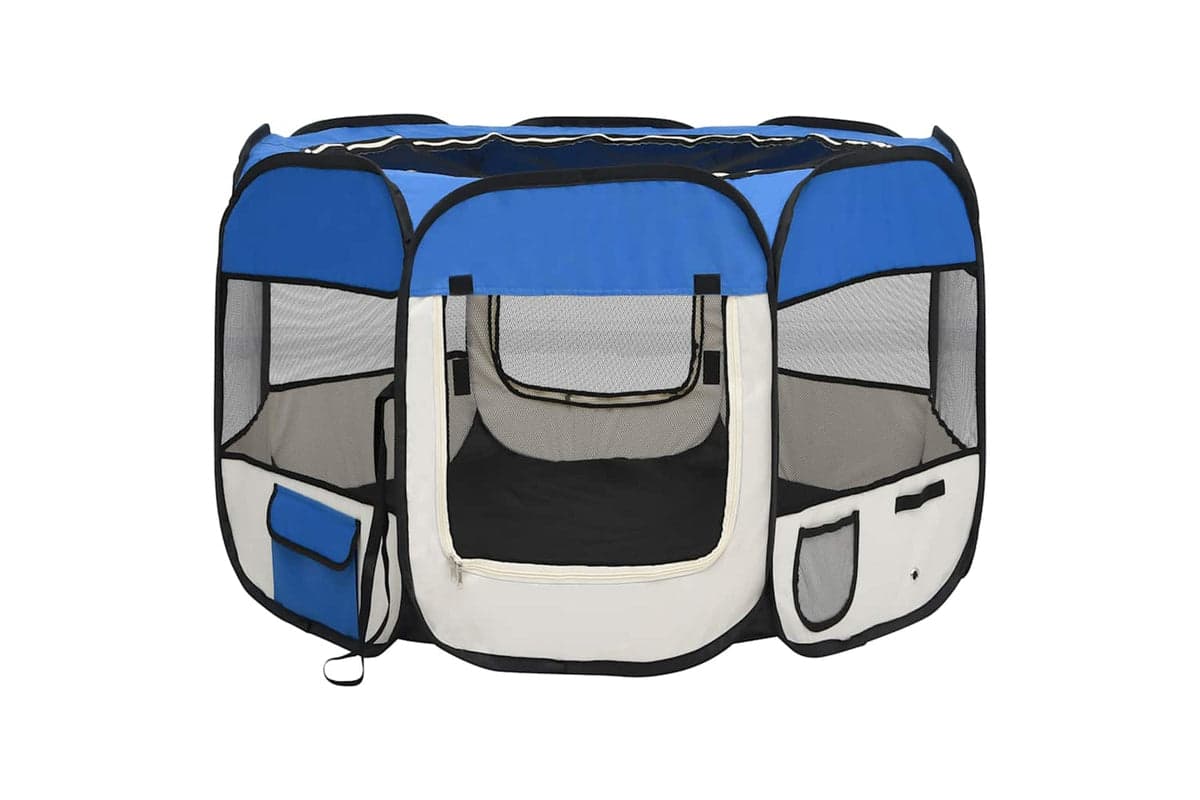 Vidaxl Foldable Dog Playpen With Carrying Bag Blue 90x90x58 Cm